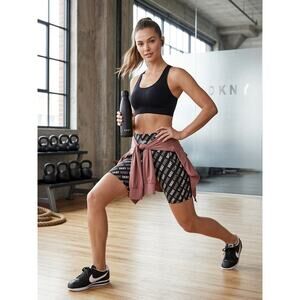 DKNY Sport Shorts Women S Black White High Waist Logo DP2S4975